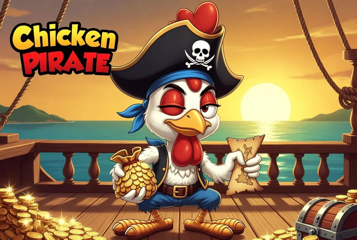Chicken Pirate crossing game running in a mobile browser on a phone